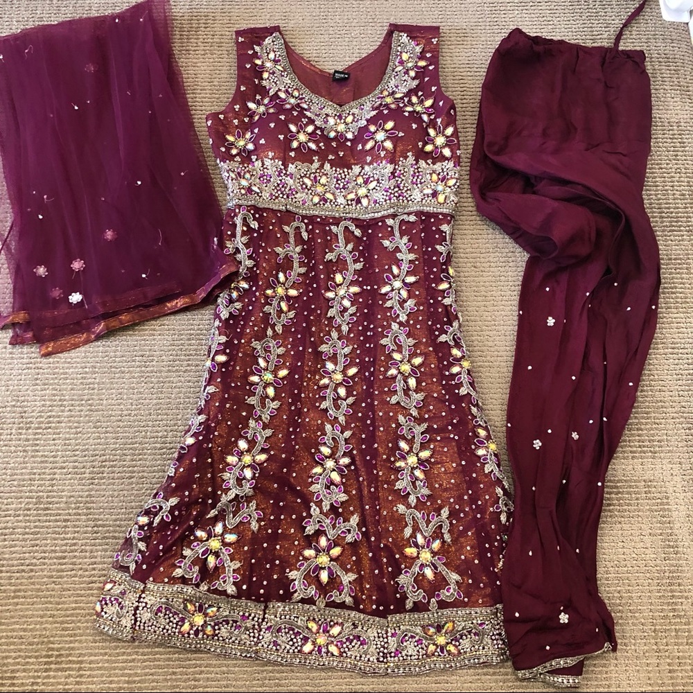Purple churidar indian suit
